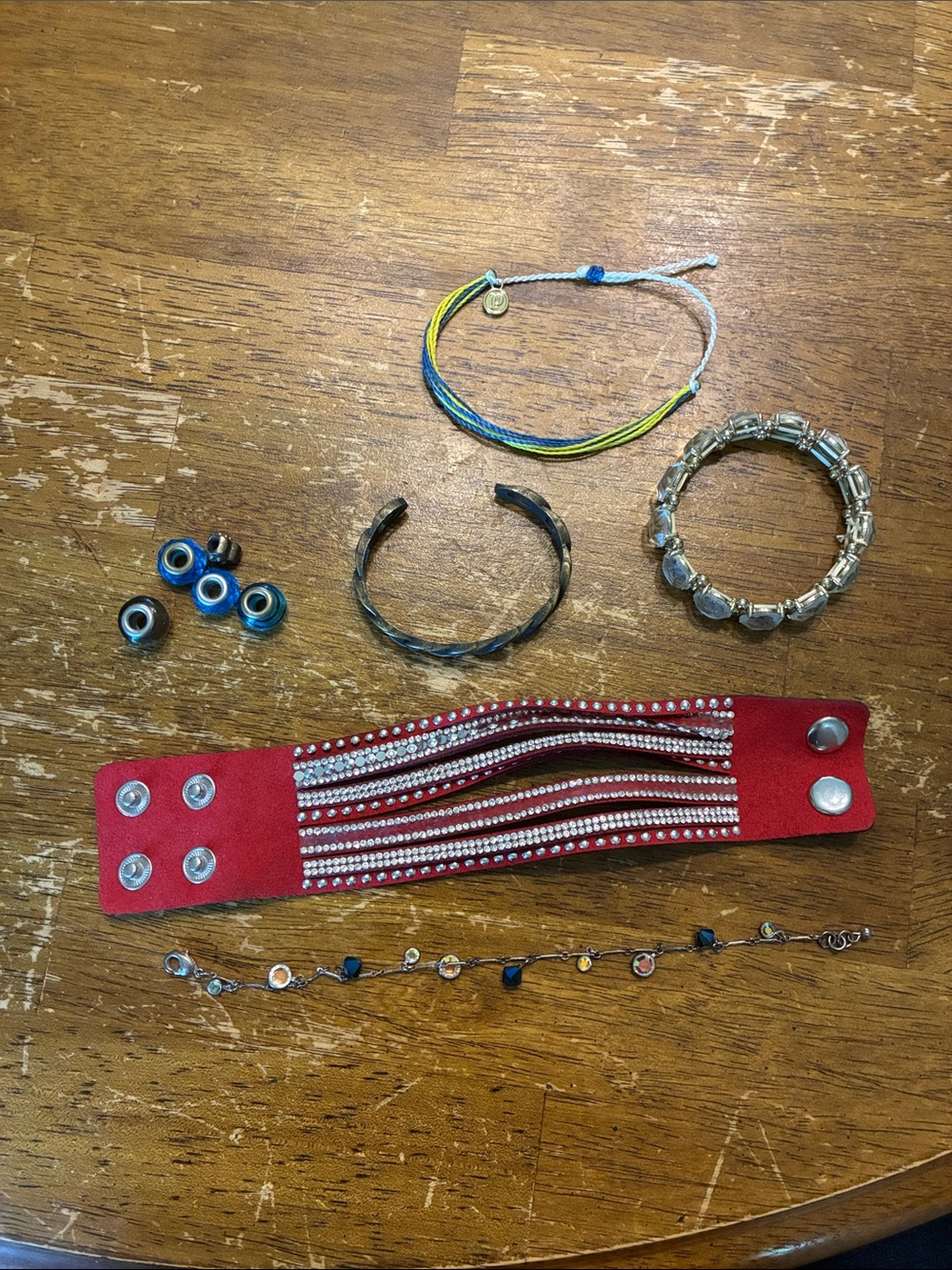 Red Rhinestone Snap Cuff Bracelet
